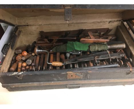 A chest of woodworking tools
