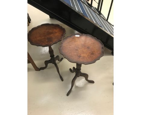 Two mahogany wine tables on tripod feet