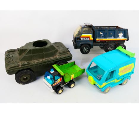 Cherllea Toys - Tonka - Character Options. A foursome of loose model vehicles in plastic and tin, appearing in Playworn to Ex