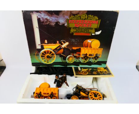 Hornby - A boxed Hornby G100 3 1/2'' gauge Stephensons Rocket Real Steam Train Set, comprising locomotive and tender housed i