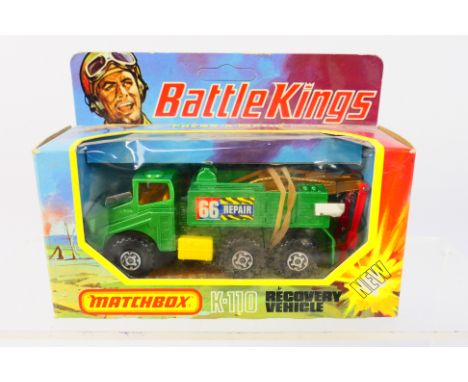 Matchbox - Battle Kings - A boxed die-cast model Matchbox Battle Kings Recovery Vehicle - The #K-110 model appears in very go