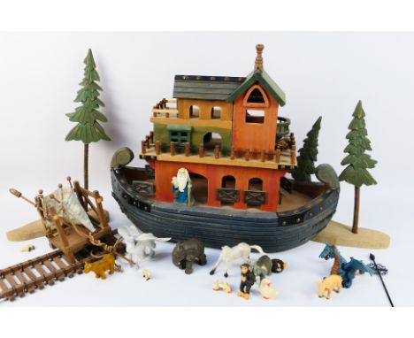 Sam Club - An unboxed 1980's large wooden Noah Ark playset with a collection of accessories and figures. The Ark measures app