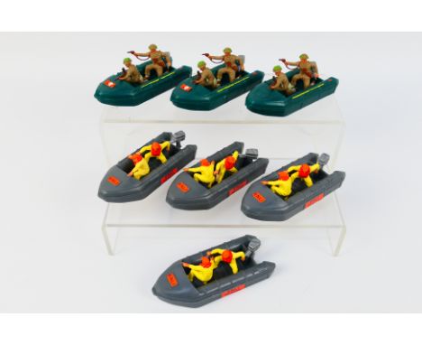 Britains - Seven unboxed Britains Floating Models. Lot consists of #4312 British Assault Craft (x3); plus RNLI Rescue Craft (