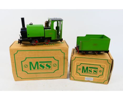 MSS (The Model Steam Specialist) - A boxed MSS G Gauge 0-4-0 steam tank locomotive, with a boxed MSS matching tender. Both it