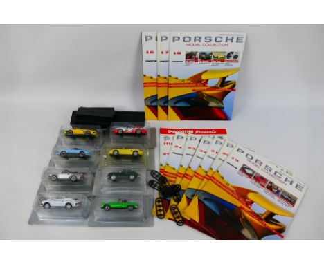 DeAgostini - 8 x boxed/carded die-cast 1:43 scale 'Porsche' models - Lot includes a #039 Porsche model in silver livery. A #0