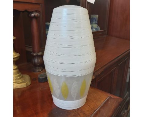 A 1950's Scandinavian style white opaque glass lamp shade, with lemon oval and frosted detail