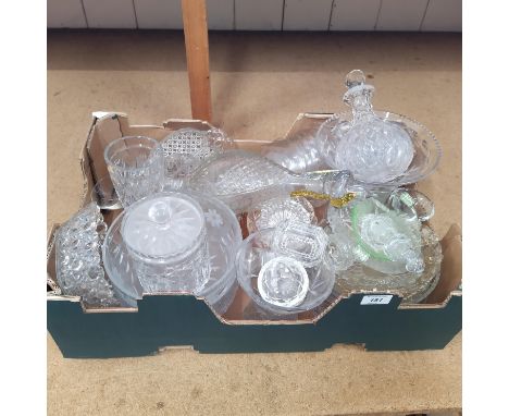 Assorted cut glass bowls, vases and a decanter etc