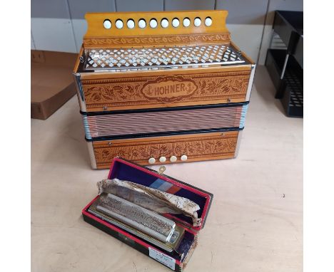 A boxed Hohner accordion plus a boxed Hohner 'Super Chromonica'