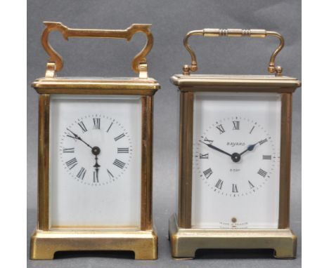 Two 20th century brass and glass french carriage clocks. A 20th Century French Bayard 8 day carriage clock being brass cased 