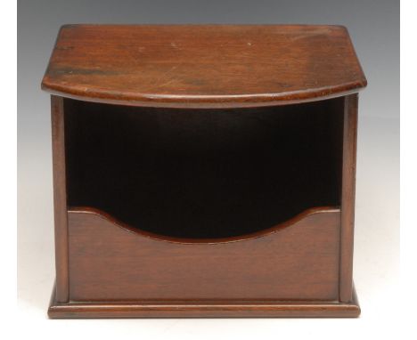 An unusual George III mahogany wall hanging combination candle box and stand or bracket, 21.5cm wide, c.1810 