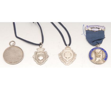 A Victorian silver and enamel medal, London College of Music, named to Audrey M Galey, for Elocution Advanced Senior, 3.25cm 