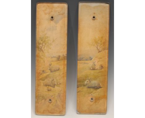 Interior Furnishings and Architectural Salvage - a pair of unusual early 20th century grass nursery door finger plates, each 