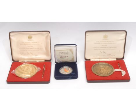 Medallions – Toye, Kenning &amp; Spencer Ltd, Churchill Centenary picture medallion, gold plated on sterling silver (Birmingh