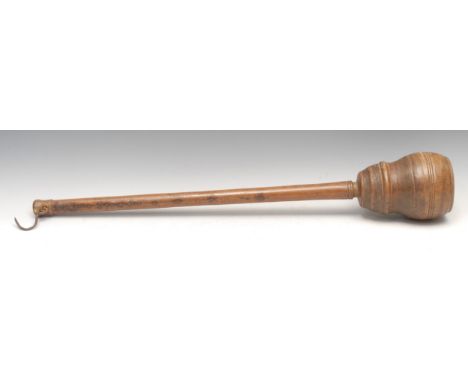 Treen - an early 19th century turned bessman balance scale, 70cm long 