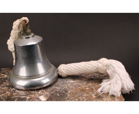Fire Brigade - an early 20th century silvered bronze fire engine bell, 30cm high over loopProvenance:  The private collection