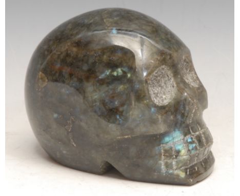 Memento Mori - a labradorite skull carving, 9.5cm high 