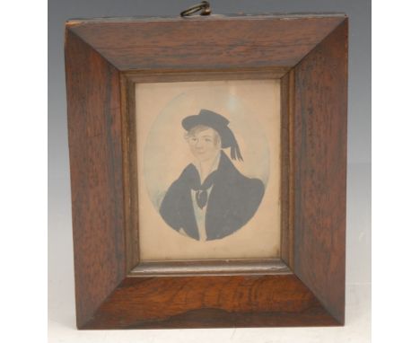 English School (19th century), a portrait miniature of a young sailor, watercolour, within a feigned oval, 9.5cm x 7.5cm 