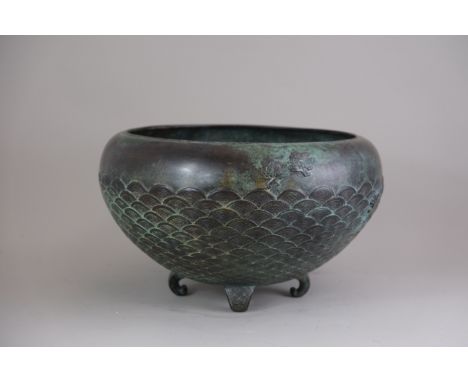 A Japanese Bronze Jardiniere, Meiji/Taisho period. A Japanese Bronze Jardiniere, Meiji/Taisho period, of Buddhist begging bow