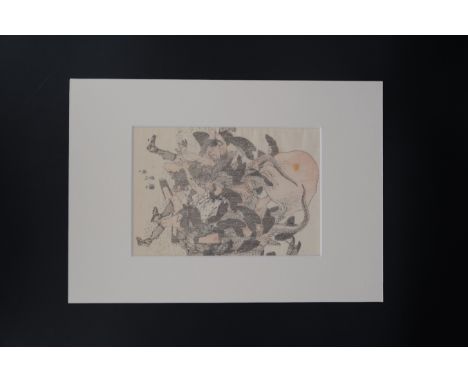 A Japanese Woodblock Print, Giant Octopus in Potato Field, Hokusai Katsushika(1760-1849), L:18cm, W:12.5cm