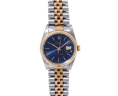 ROLEX Neo Vintage Datejust 36 "Blau", Ref. 16233. Armbanduhr. Ca. 1990er Jahre. Edelstahl/Gold 18K. Automatic-Werk, Kaliber 3