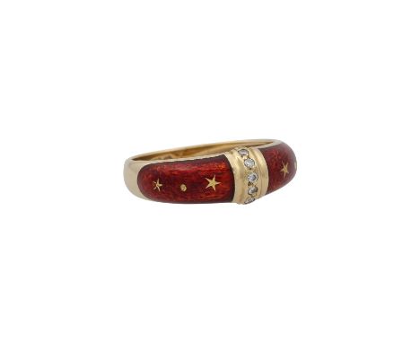 FABERGÉ by VICTOR MAYER Ring mit kleinen Brillanten zus. ca. 0,05 ct, gute Farbe u. Reinheit, GG 18K, 3,7 gr, RW: 56, Ende 20