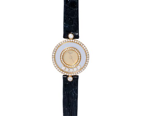 CHOPARD Happy Diamonds, Ref. 4097. Damenuhr. Ca. 1990er Jahre. Gold 18K, Lünette und Bandanstöße mit Diamanten, fünf beweglic