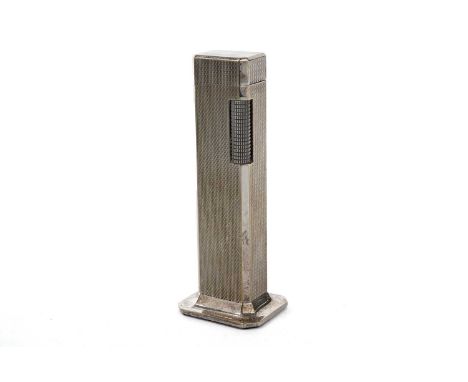 A silver plated Dunhill ‘Tallboy’ table lighter, 11cms high.