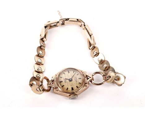A Rotary 9ct gold cased lady's cocktail watch, on rolled gold bracelet strap, 12.3g gross.