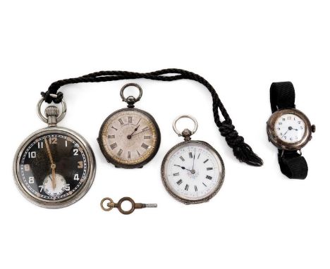 A GSTP military open face pocket watch, the reverse with broad arrow and stamped "G.S.T.P. L 2025", 70mm high including bale;