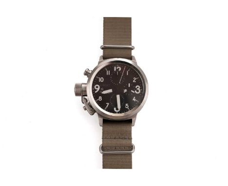 U-Boat Italo Fontana: a stainless steel cased automatic chronograph wristwatch, ref U-7750-43, the black Arabic dial with two