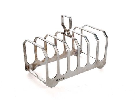 A George VI silver seven-bar toast rack, by Elkington &amp; Co Ltd, Birmingham 1946, in the Art Deco style, 4.0oz gross, 11.5