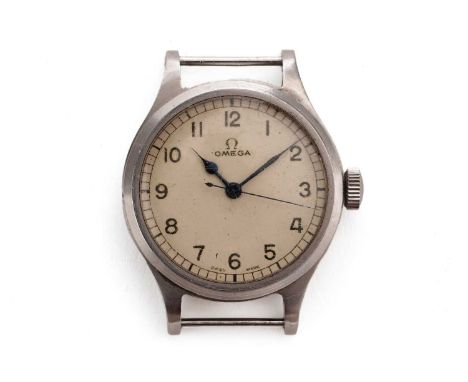 Omega: a stainless-steel cased RAF Military Pilots wristwatch, the Arabic dial fitted a 16-jewel manual wind movement, cal 30