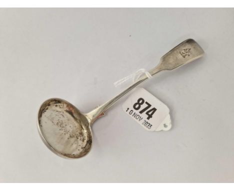 A crested Exeter cream ladle, fiddle pattern, 1867 by TS