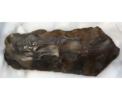 Neolithic polished flint axe head circa 4000-2000 B.C,formed of dark brown mottled worked flint. 117mm.112g. Stunning example