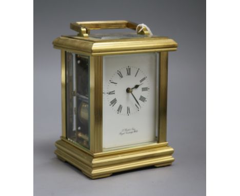 A large French gilt brass carriage clock