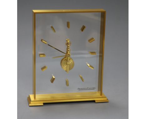 A Jaeger le Coultre, Geneve mantel clock with case and paperwork H.19.5