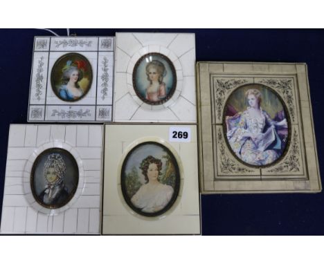 Five assorted portrait miniatures
