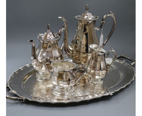 An International Silver Company sterling four piece tea and coffee service retailed by Webster &amp; Wilson, comprising teapo