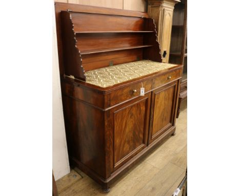 A late 19th century French mahogany hinged top buffet W.136cm