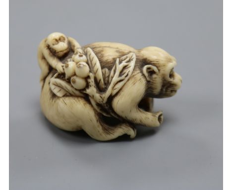 A 19th century Japanese ivory monkey group netsuke