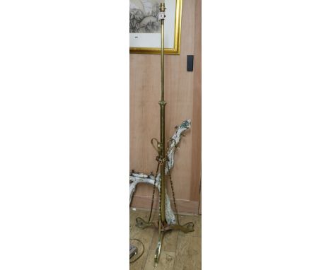 A W. Benson style copper and brass telescopic lamp stand