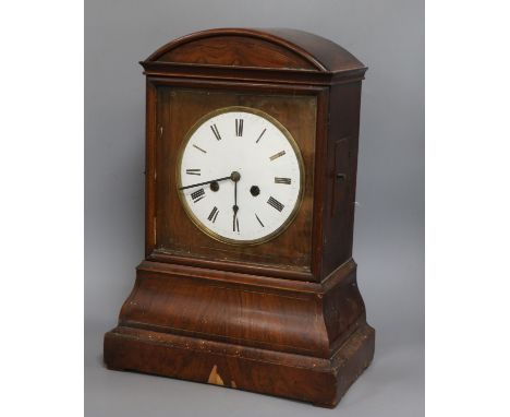 A mid 19th century Swiss walnut mantel clock H.46.5cm