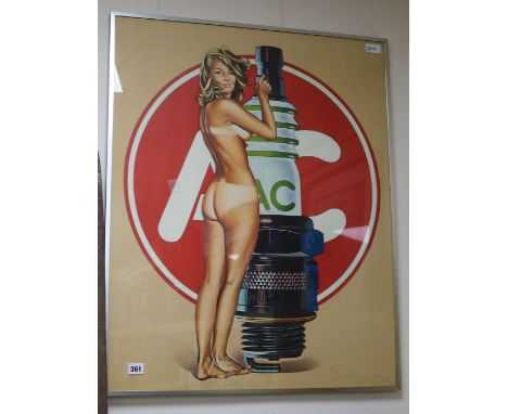 Mel Ramos (b. 1935), 'Spark Plug', lithograph in colours, signed in pencil, edition of 2500, framed