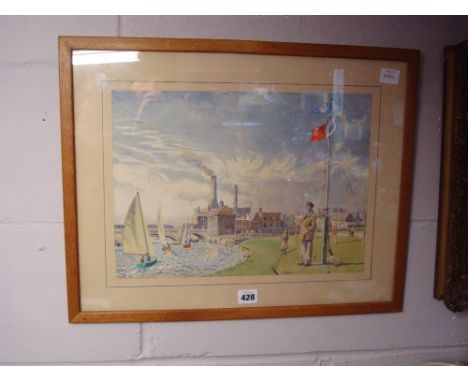 H. Nordin (20th Century British), watercolour view of Poole Yacht Club ca.1940. 