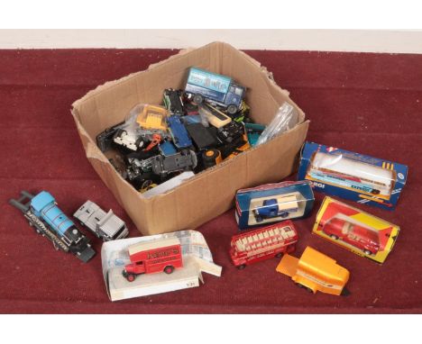 A box of diecast vehicles. Includes Corgi, Lesney, boxed examples etc.  