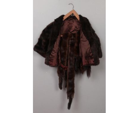 A collection of vintage furs. Includes cape and polecat stoles.  