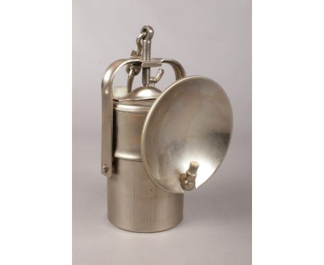 A Polish coal miners carbide handing burner lamp. Marked Faser.  