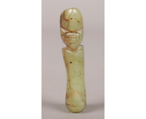 A Carved Jade Amulet. H. 7cm  