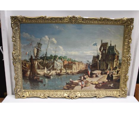 A large gilt framed over painted print - 102x71cm Collection Only 
