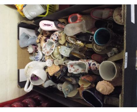 A Box Containing A Large Quantity of Decorative Ceramic and Resin Ladies Shoes